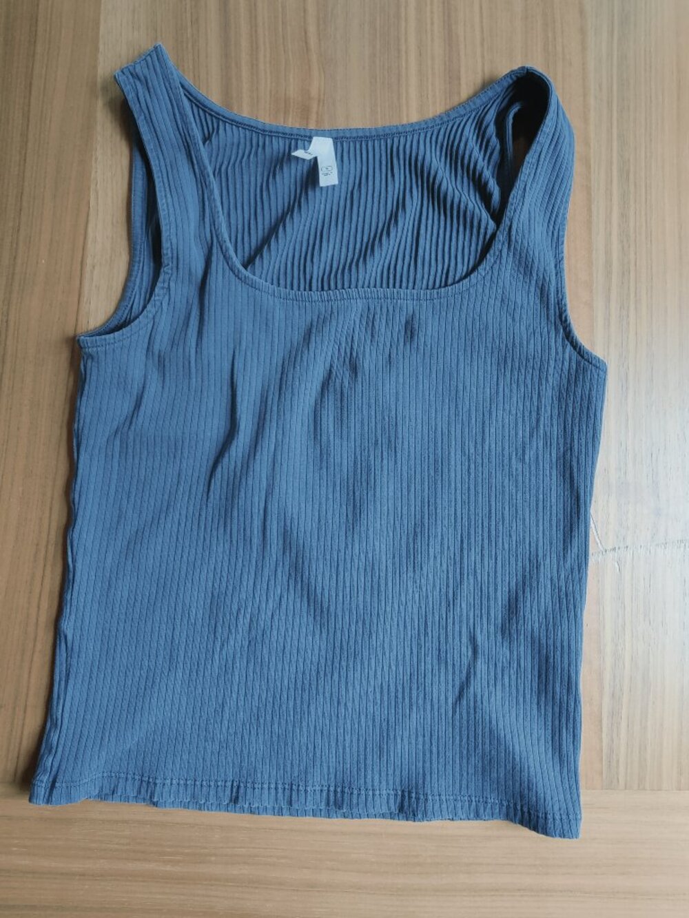 Pact Square Neck Ribbed Tank Top Size Small Blue